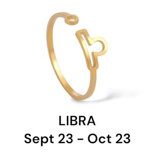 LIBRA Zodiac Constellation Stainless Steel Open Front Adjustable Ring